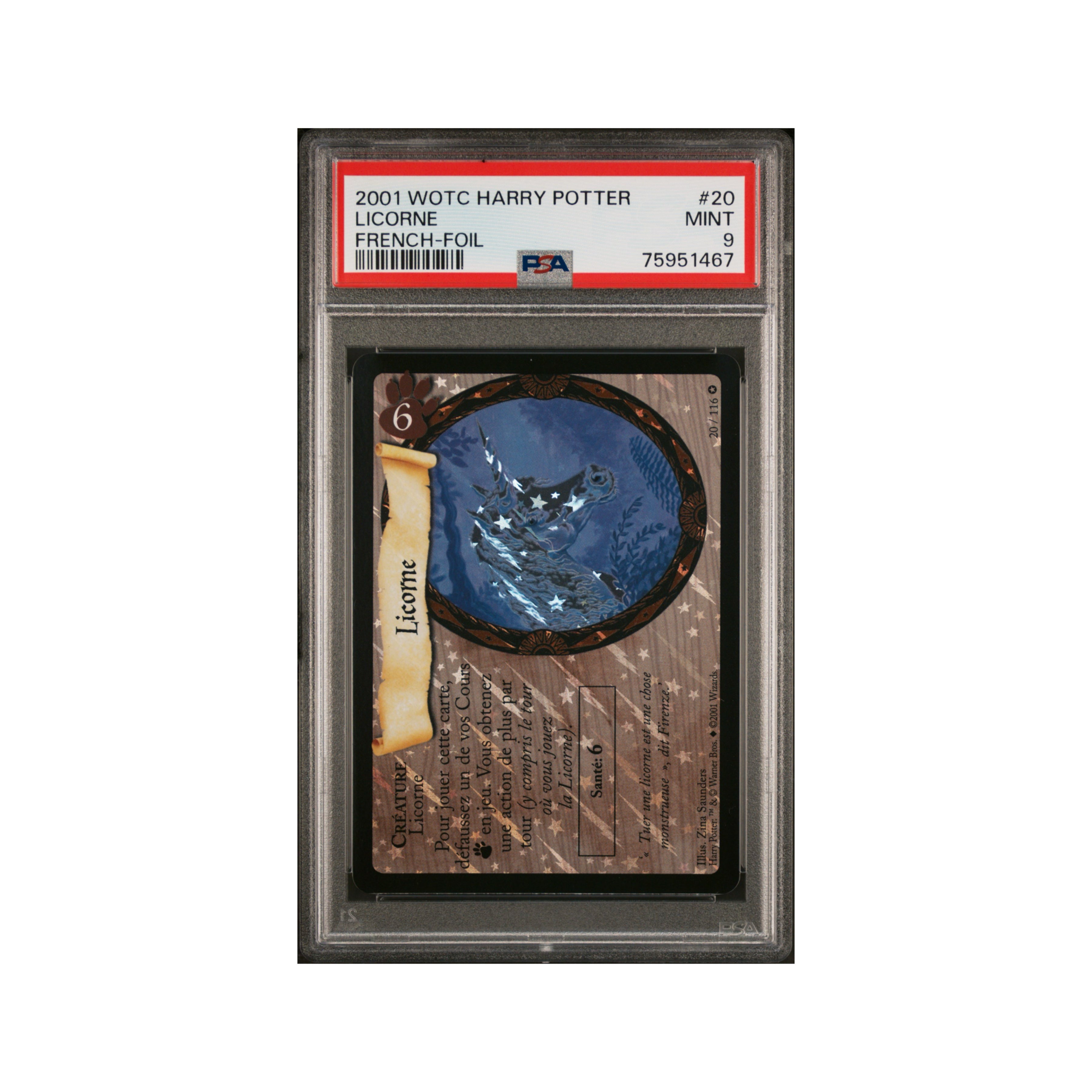 Harry Potter FR Licorne foil PSA 9