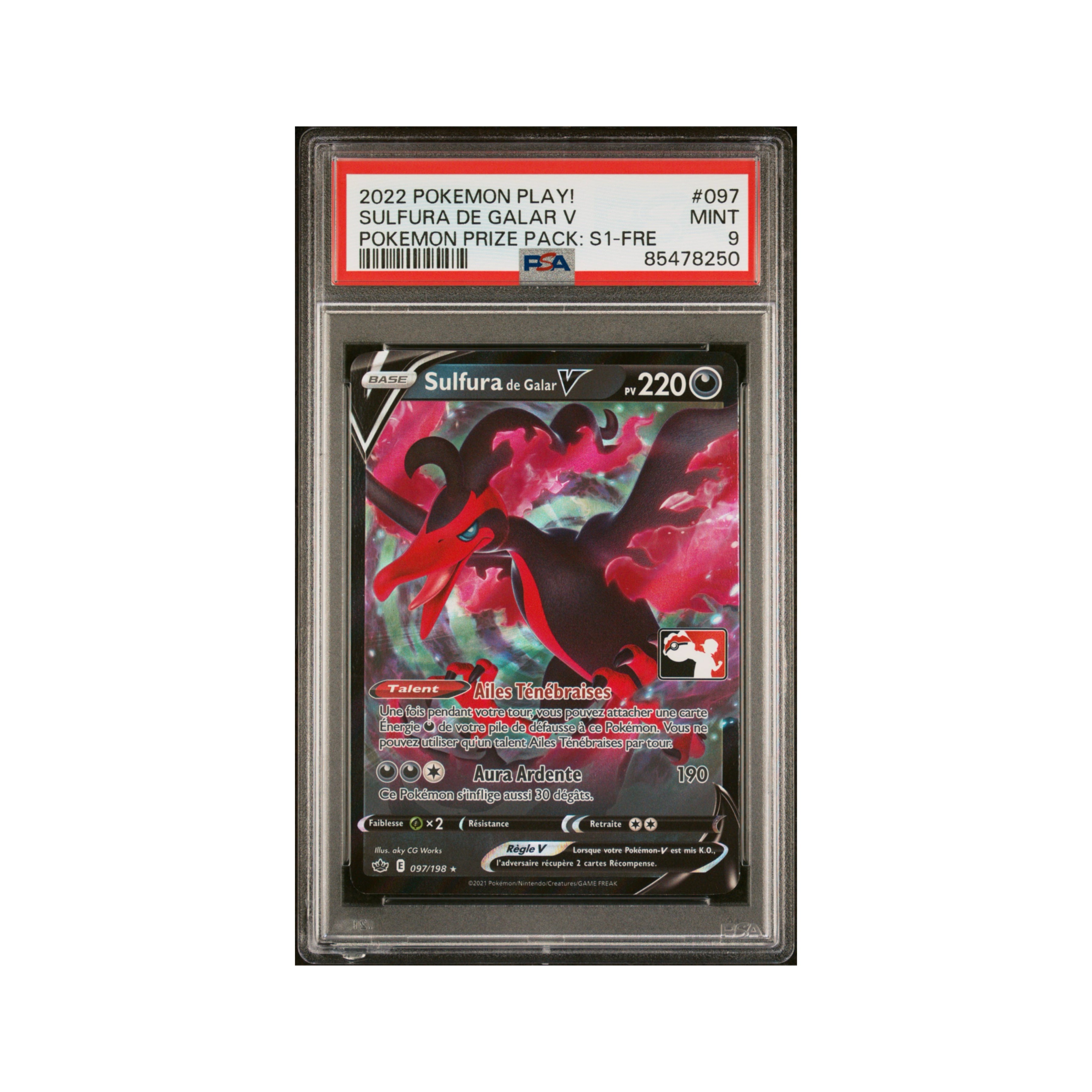 Pokémon FR Sulfura de Galar V PPS1 ligue PSA 9