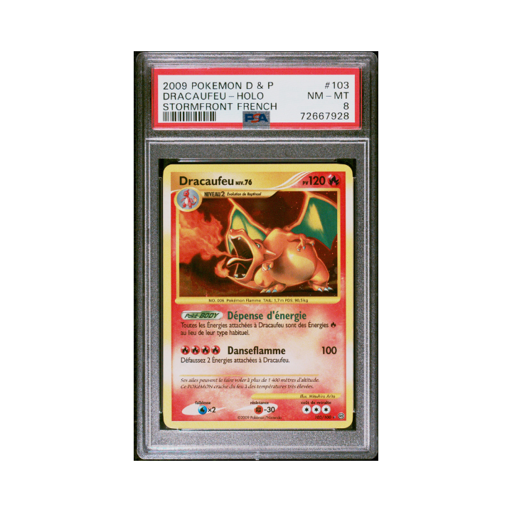 Pokémon FR Dracaufeu Secrète DP Tempête 103/100 2009 PSA 8
