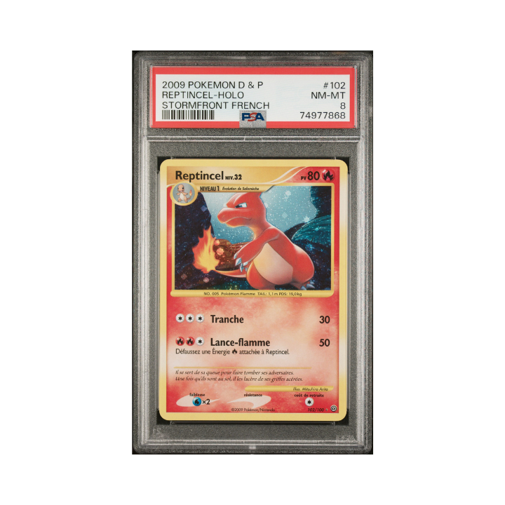 Pokémon FR Reptincel Secrète DP Tempête 102/100 2009 PSA 8