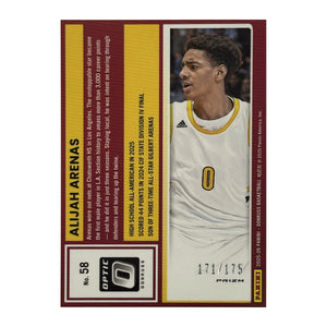 2025-26 Donruss Optic Alijah Arenas Rated Prospect Orange #58 - verso