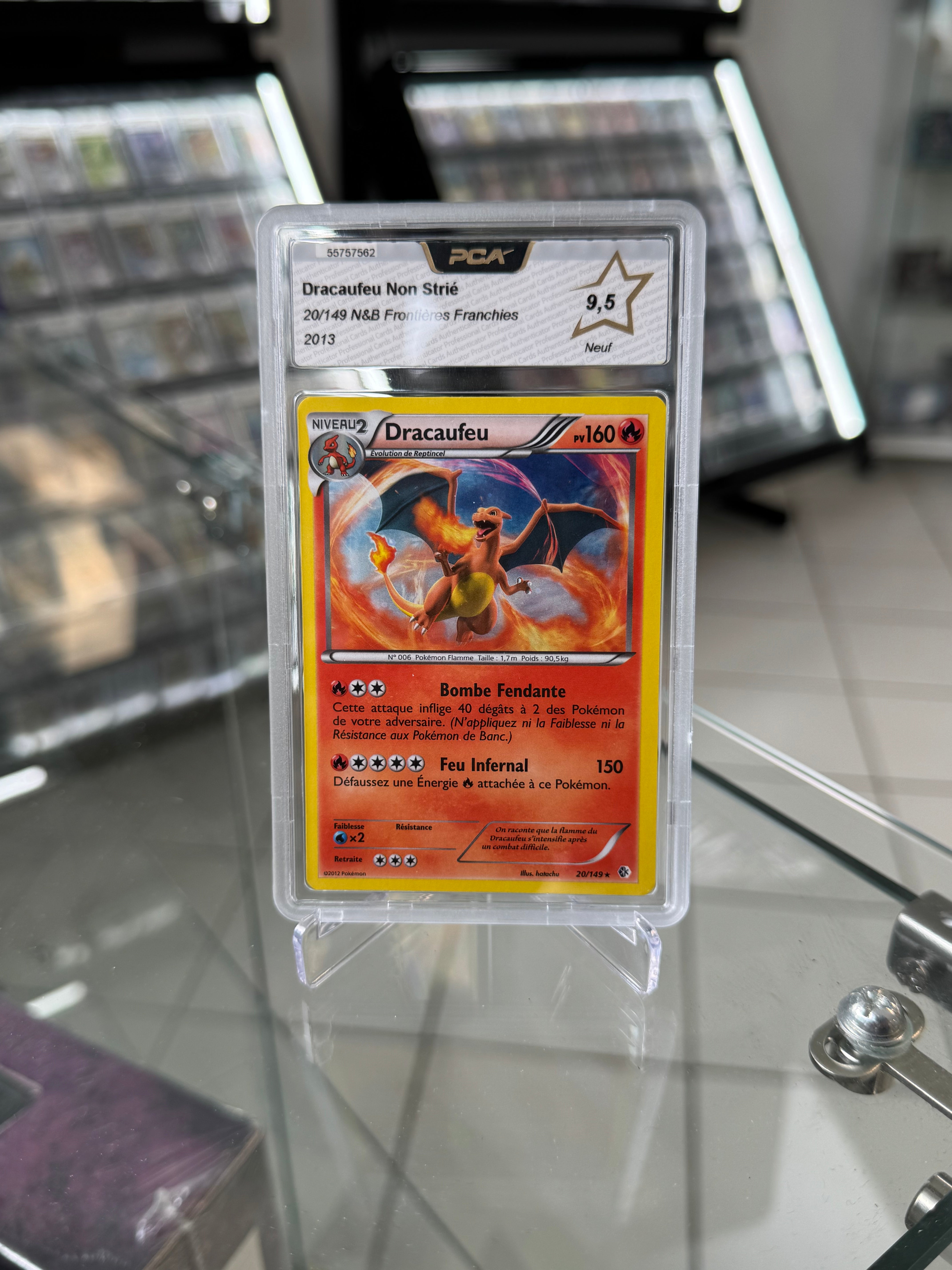 Pokémon FR Dracaufeu Non Strié 20/149 N&B Frontières Franchies PCA 9,5