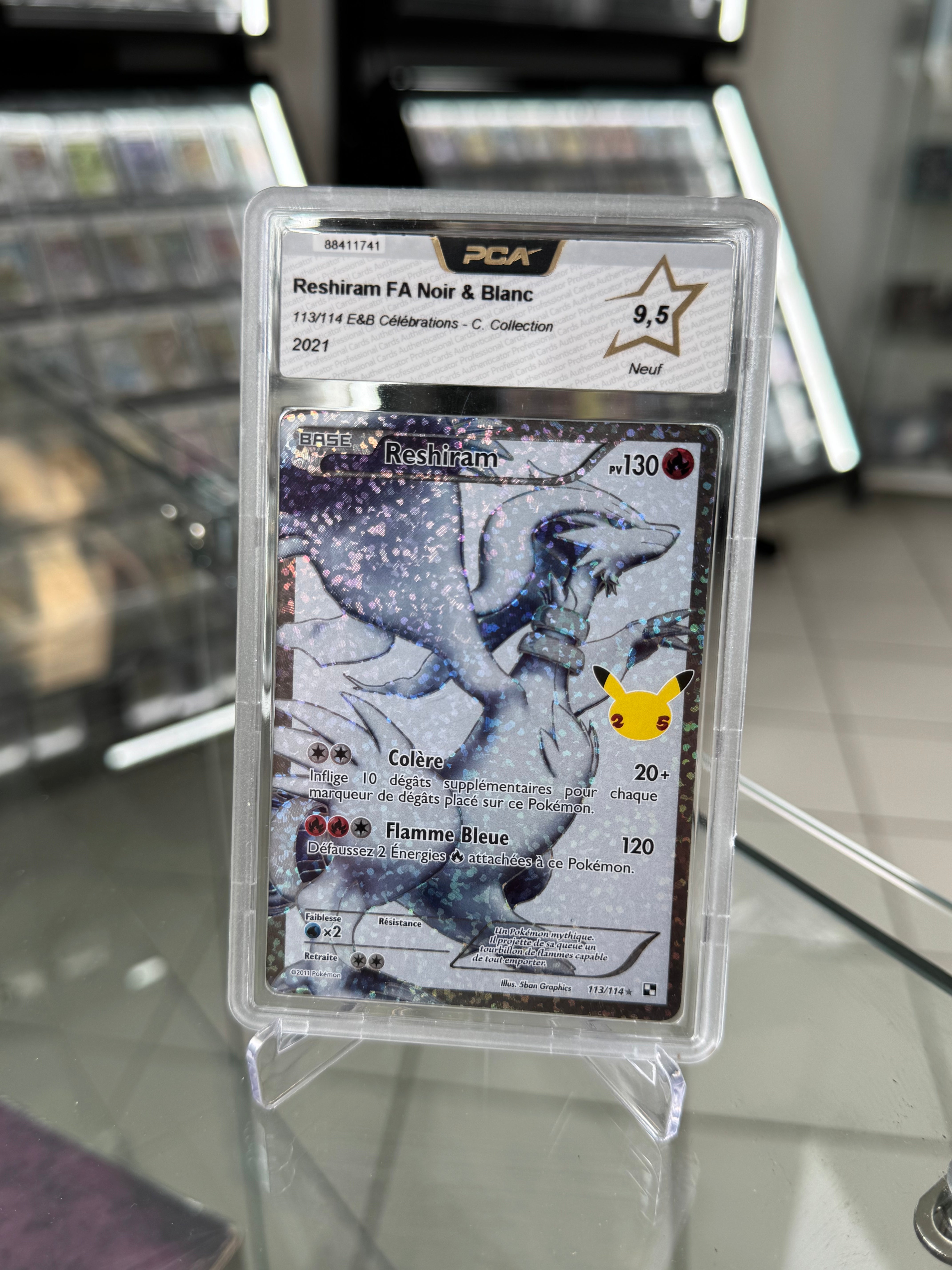 Pokémon FR Reshiram FA Noir & Blanc 113/114 E&B Célébrations - C Collection PCA 9,5