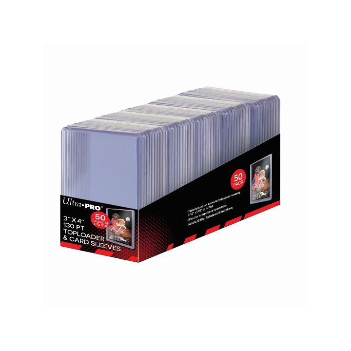 PROTECTIONS Toploader 130pt Ultra Pro pack de 50 + sleeves épaisses
