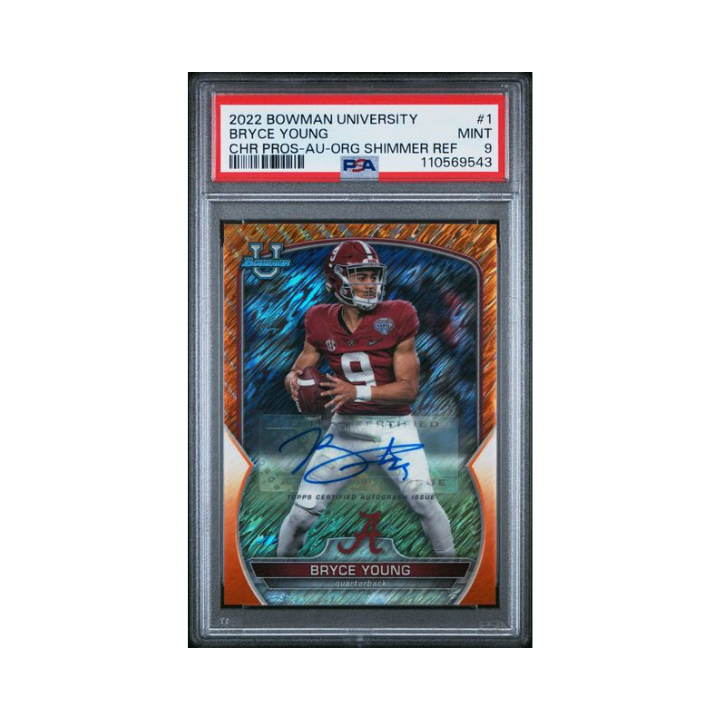 Topps US Bryce Young Bowman Autographe NFL Foot US /25