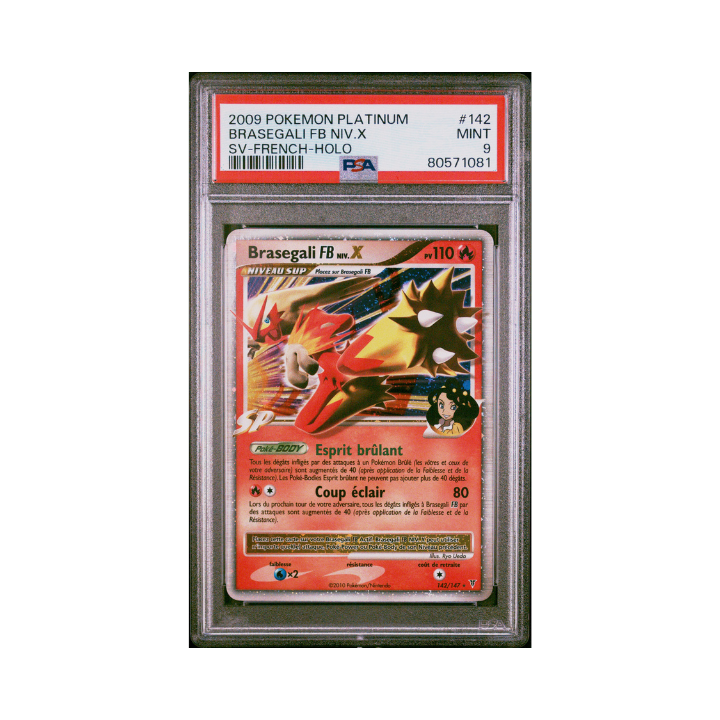 Pokémon FR Brasegali FB Niv. X 142/147 PSA 9 Platine Vainqueurs Suprêmes