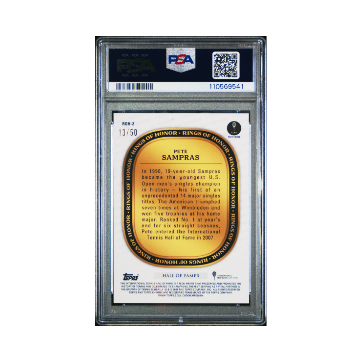TOPPS US Pete Sampras Ring Of Honor Sapphire 2021 Gold /50 PSA 10 Tennis