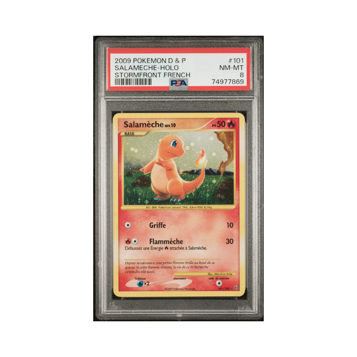 Pokémon FR Salamèche Secrète DP Tempête 101/100 2009 PSA 8