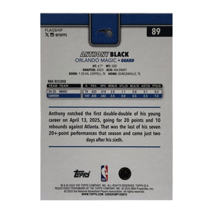2025 Topps Flagship Anthony Black Wood #89 /25 - verso